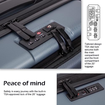 COOLIFE Durable ABS+PC Spinner Trolley Luggage Set with TSA Lock