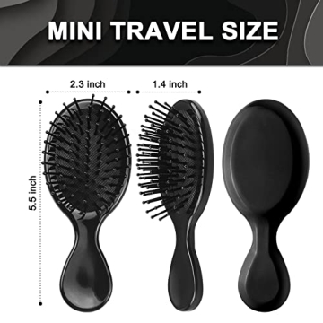 20 Pack Mini Hair Brushes Bulk, Mini Hair Brush Individually Wrapped, Soft Bristles Adds Shine, Scalp Massage and Detangling, Safe for All Hair Types Extensions, Wigs(Bright Black)