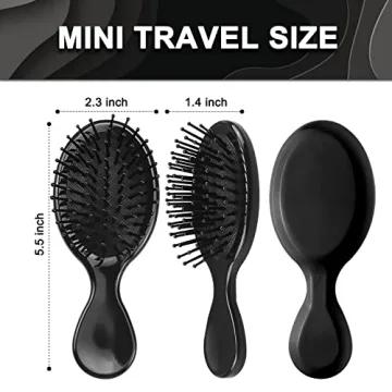 20 Pack Mini Hair Brushes Bulk, Mini Hair Brush Individually Wrapped, Soft Bristles Adds Shine, Scalp Massage and Detangling, Safe for All Hair Types Extensions, Wigs(Bright Black)