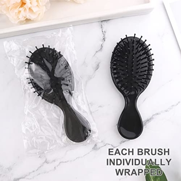 20 Pack Mini Hair Brushes Bulk, Mini Hair Brush Individually Wrapped, Soft Bristles Adds Shine, Scalp Massage and Detangling, Safe for All Hair Types Extensions, Wigs(Bright Black)