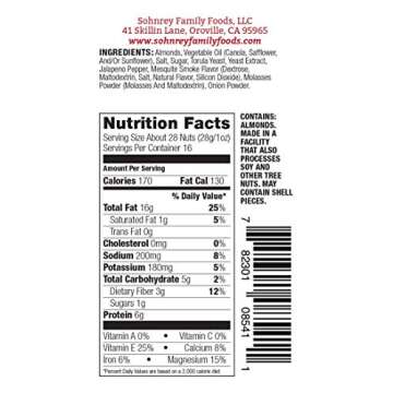 Smokey Jalapeno Spicy Almonds Bold Roasted Seasoned Snack Nuts from Sohnrey Family Foods 16 oz Singl...