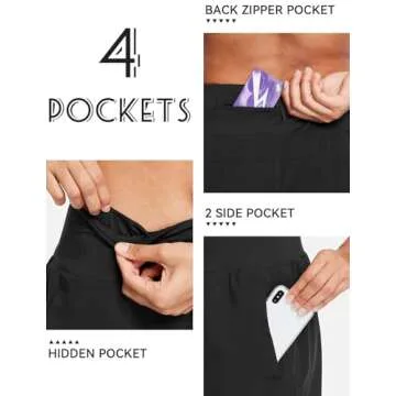 BALEAF Women's 5" Workout Shorts Gym Running Shorts Athletic with Liner High Waistband Quick Dry Sports Zipper Pockets Black S