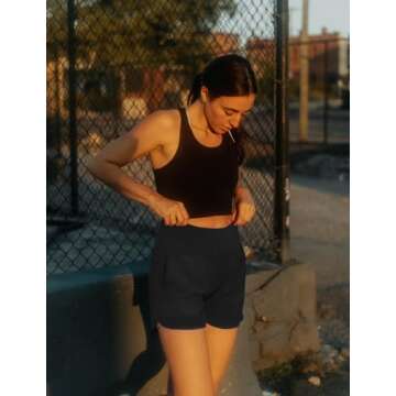 BALEAF Women's 5" Workout Shorts Gym Running Shorts Athletic with Liner High Waistband Quick Dry Sports Zipper Pockets Black S