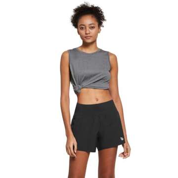 BALEAF Women's 5" Workout Shorts Gym Running Shorts Athletic with Liner High Waistband Quick Dry Sports Zipper Pockets Black S