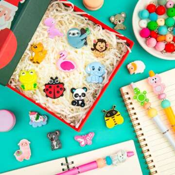 30Pcs Silicone Focal Beads, Silicone Beads for Pen, Animals Silicone Loose Beads for Keychain, Necklace Bracelet Lanyard Making