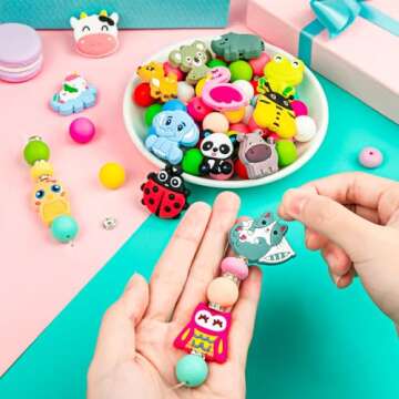 30Pcs Silicone Focal Beads, Silicone Beads for Pen, Animals Silicone Loose Beads for Keychain, Necklace Bracelet Lanyard Making