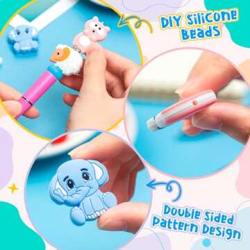 30Pcs Silicone Focal Beads, Silicone Beads for Pen, Animals Silicone Loose Beads for Keychain, Necklace Bracelet Lanyard Making