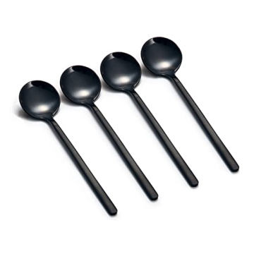 Stylish Set of 8 Mini Espresso Spoons - Matte Black Stainless Steel for Coffee & Dessert