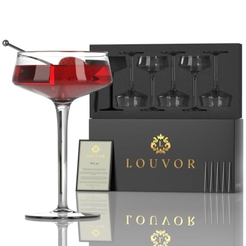 LOUVOR Vintage Coupe Glasses Set of 6 for Elegant Entertaining