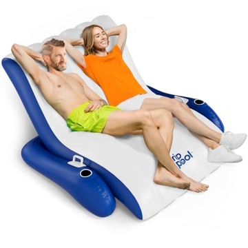 Inflatable Luxury Pool Chair Recliner Float for 1-2 Adults, Extra Large Heavy Duty Pool Lounge Float...