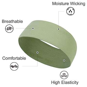 TERSE Headbands for Women's Short Hair - Non-Slip Elastic Sweat Hairbands, Soft Fabric Cloth Bands f...