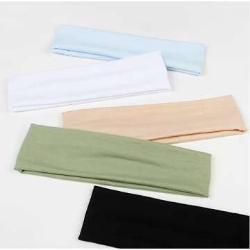 TERSE Headbands for Women's Short Hair - Non-Slip Elastic Sweat Hairbands, Soft Fabric Cloth Bands for Workout, Yoga, Running, Sports, Thin Hair Wrap for Girls
