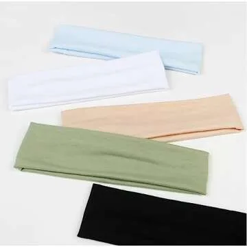 TERSE Headbands for Women's Short Hair - Non-Slip Elastic Sweat Hairbands, Soft Fabric Cloth Bands for Workout, Yoga, Running, Sports, Thin Hair Wrap for Girls