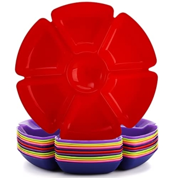 AVLA 12 Pcs Plastic Snack Serving Tray Set - 12 Inch Unbreakable Tray for Snacks