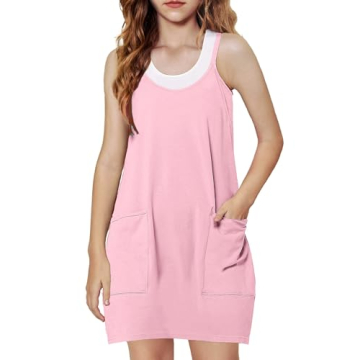 Arshiner Girls Dress with Shorts Casual Summer Spaghetti Straps One Piece Romper Dresses with Pocket...