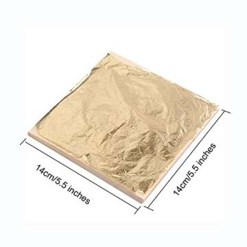 100 Sheets Imitation Gold Leaf for Art, Crafts Decoration, Gilding Crafting, Frames, 5.5 by 5.5 Inch...