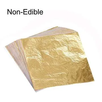 100 Sheets Imitation Gold Leaf for Art, Crafts Decoration, Gilding Crafting, Frames, 5.5 by 5.5 Inches
