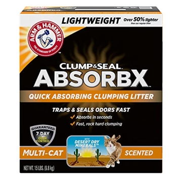 Arm & Hammer Clump & Seal AbsorbX Cat Litter - Odor Control for Multi-Cat Households