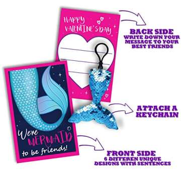 ATFUNSHOP 30 Pack Valentine Cards with Keychains for Kids