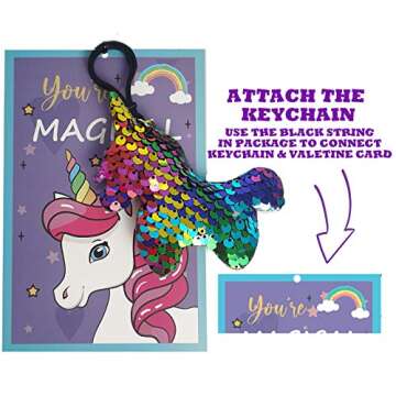 ATFUNSHOP 30 Pack Valentine Cards with Keychains for Kids