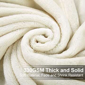 EASELAND Soft Queen Size Blanket Winter Warm Fuzzy Microplush Lightweight Thermal Fleece Blankets for Couch Bed Sofa,90x90 Inches,Ivory