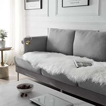 SERISSA Ultra Soft Fluffy Rug White Faux Sheepskin Fur Area Rug Shaggy Couch Cover Seat Cushion Furry Carpet Beside Rugs for Bedroom Floor Sofa Living Room Runner 2x6 Feet White