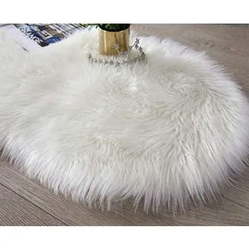 SERISSA Ultra Soft Fluffy Rug White Faux Sheepskin Fur Area Rug Shaggy Couch Cover Seat Cushion Furry Carpet Beside Rugs for Bedroom Floor Sofa Living Room Runner 2x6 Feet White