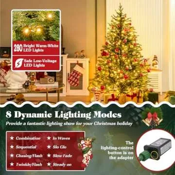 Goplus 6ft Pre-Lit Christmas Tree with Dynamic LED Lights