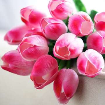 FiveSeasonStuff Tulips Artificial Flowers | Real Touch | Wedding Bouquet Home Décor Party | Floral ...