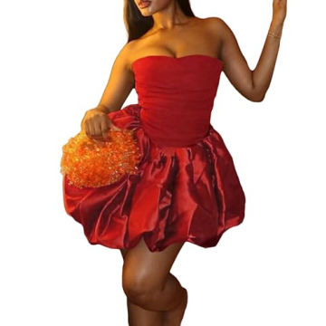 LAJIOJIO Sexy Strapless Tube Mini Dress for Women