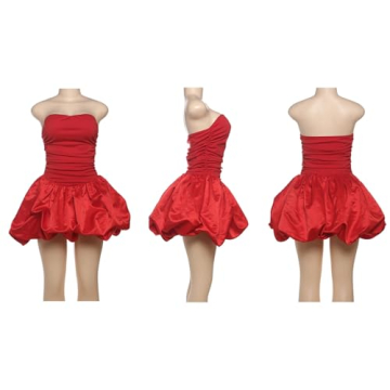 LAJIOJIO Sexy Strapless Tube Mini Dress for Women