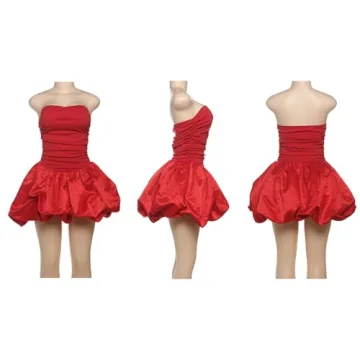 LAJIOJIO Sexy Strapless Tube Mini Dress for Women