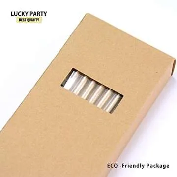 24 Count Birthday Party Long Thin Cake Candles Metallic Birthday Candles in Holders for Birthday Cakes Decorations, Champagne Gold by Lucky Party