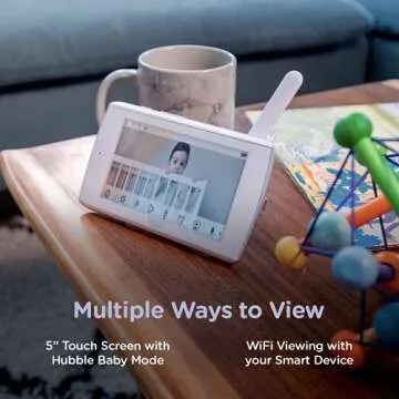 Hubble Nursery Pal Connect Touch 5" Smart HD Baby Monitor with Camera and Audio, Room Temperature Sensor, Pan, Tilt, Zoom, 2-Way Talk, Night Vision, WiFi baby camera with Interactive Education Content