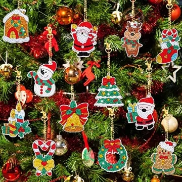 Enchanting 12 Piece Christmas Diamond Art Ornament Kit