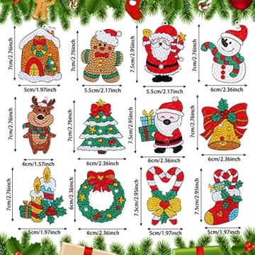 Enchanting 12 Piece Christmas Diamond Art Ornament Kit