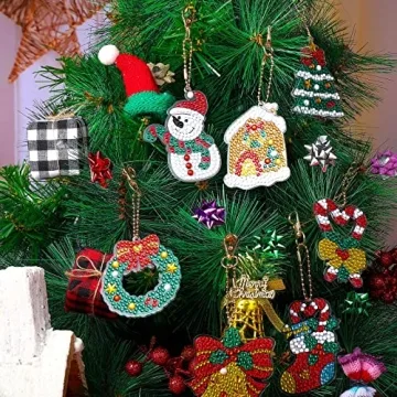 Enchanting 12 Piece Christmas Diamond Art Ornament Kit