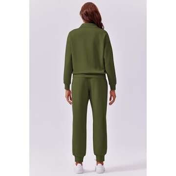 PINSPARK 2 Piece Sets for Women 2024 Fall Travel Outfits Long Sleeve Tracksuit Joggers Sets Half Zip Sweatsuit Matching Set