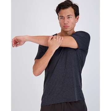 Real Essentials Athletic V Neck Tshirt Shirts T-Shirts Men Quick Dry Fit Tops Dri Fit Short Sleeve A...