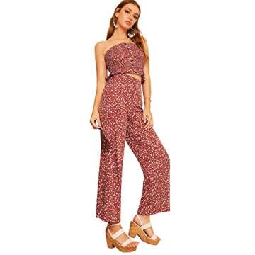 Floerns Women's Summer 2 Piece Tube Top Outfit Rust-1