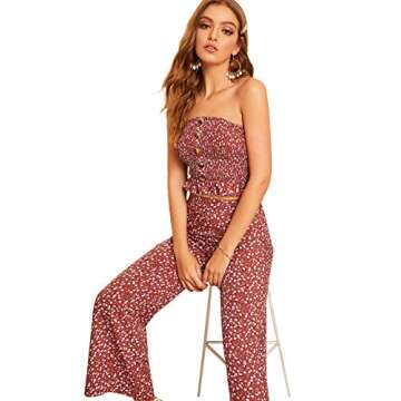 Floerns Women's Summer 2 Piece Tube Top Outfit Rust-1
