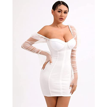 L'VOW Sexy Mesh Sheer Club Dress Elegant Comfortable