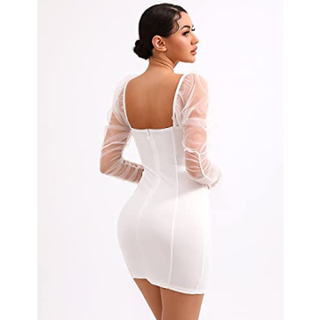 L'VOW Sexy Mesh Sheer Club Dress Elegant Comfortable