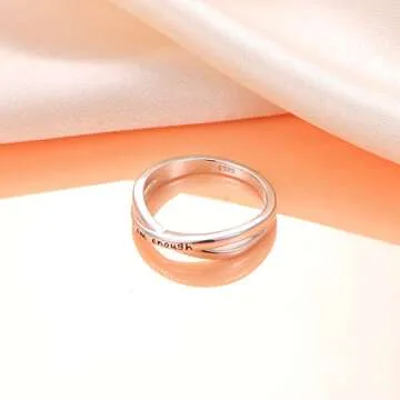 Inspirational Sterling Silver I Am Enough Ring Gift