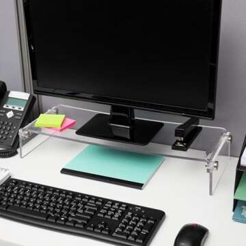 Mind Reader Clear Acrylic Monitor Stand for Ergonomic Comfort