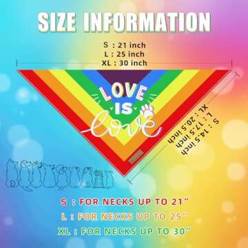 Pride Rainbow Dog Bandanas 2-Piece Set Durable Fabrics Washable and Reversible Love is Love LGBT+ Pr...