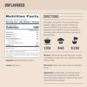 Isopure Zero Carb 100% Pure Whey Isolate Protein Powder, Lactose Free, Gluten Free, With Vitamins, Unflavored, 25g Protein Per Serving, 3 Lbs, 47 Servings