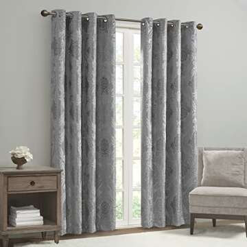 Sun Smart Amelia Jacquard Paisley Total Blackout Curtain for Bedroom, Luxury Single Window Panel Liv...