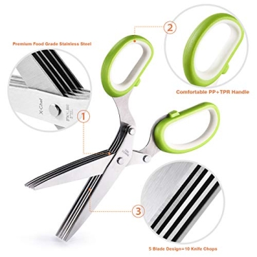 X-Chef Multipurpose 5 Blade Herb Scissors for Efficient Cutting