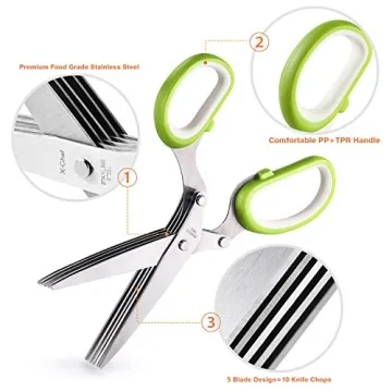 X-Chef Multipurpose 5 Blade Herb Scissors for Efficient Cutting